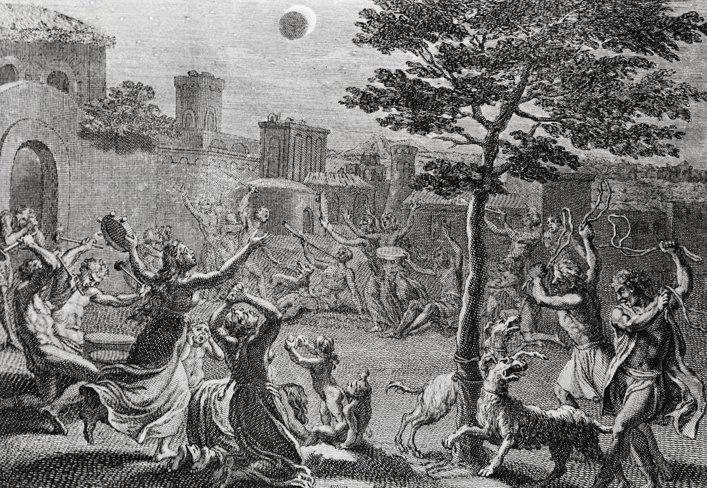 Detail of Engraving of Solar Eclipse in Peru by Bernard Picard