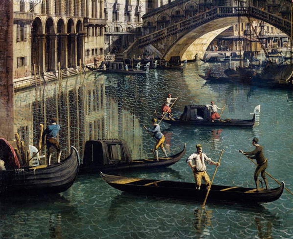 Detail of The Rialto Bridge in Venice, detail by Canaletto