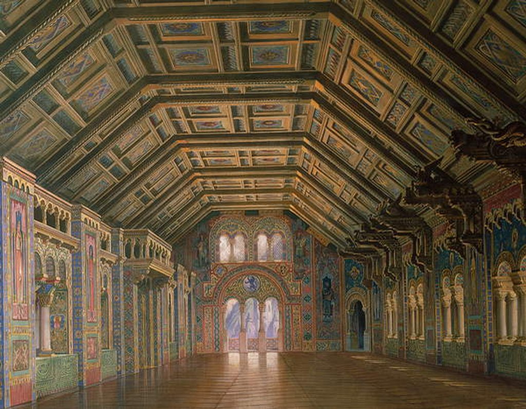 Detail of Design for the Great Hall of the Meistersinger of Nuremburg, the Royal Castle of Neuschvanstein, 1878 by Christian Jank