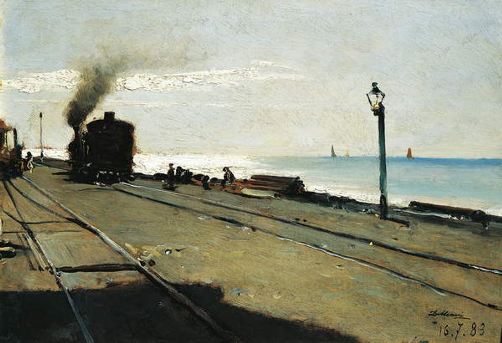 Detail of Train, 16 July 1883 by Lorenzo Delleani