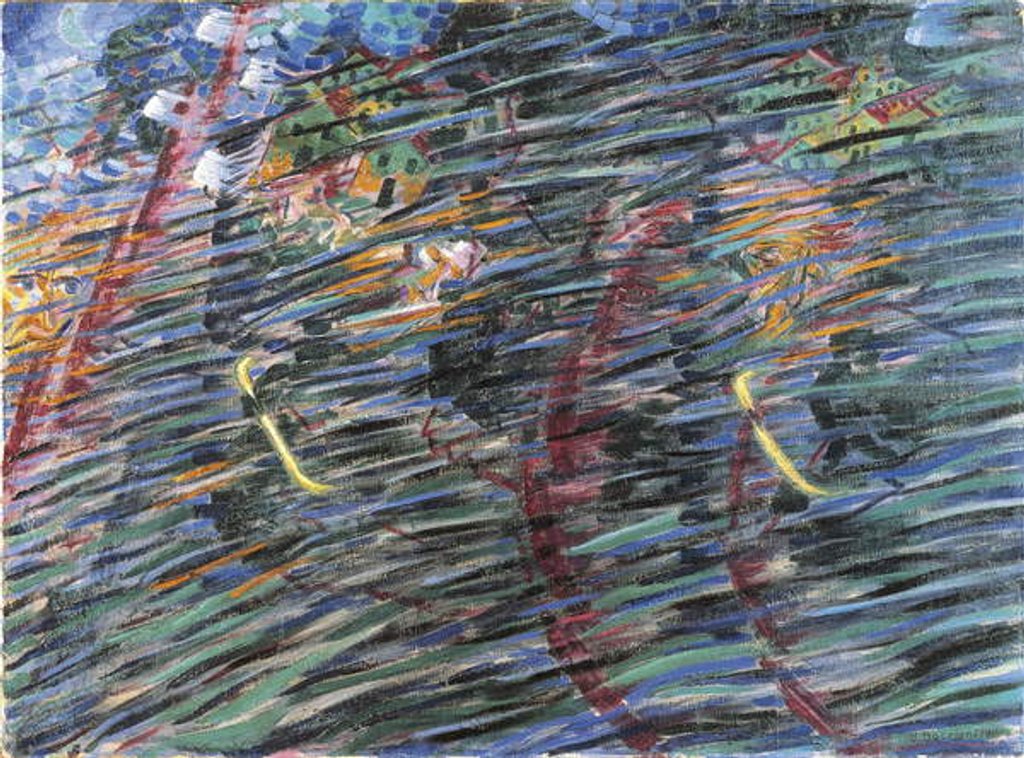 Detail of States of Mind, Those who Go, 1911 71 x 95,5 cm by Umberto Boccioni