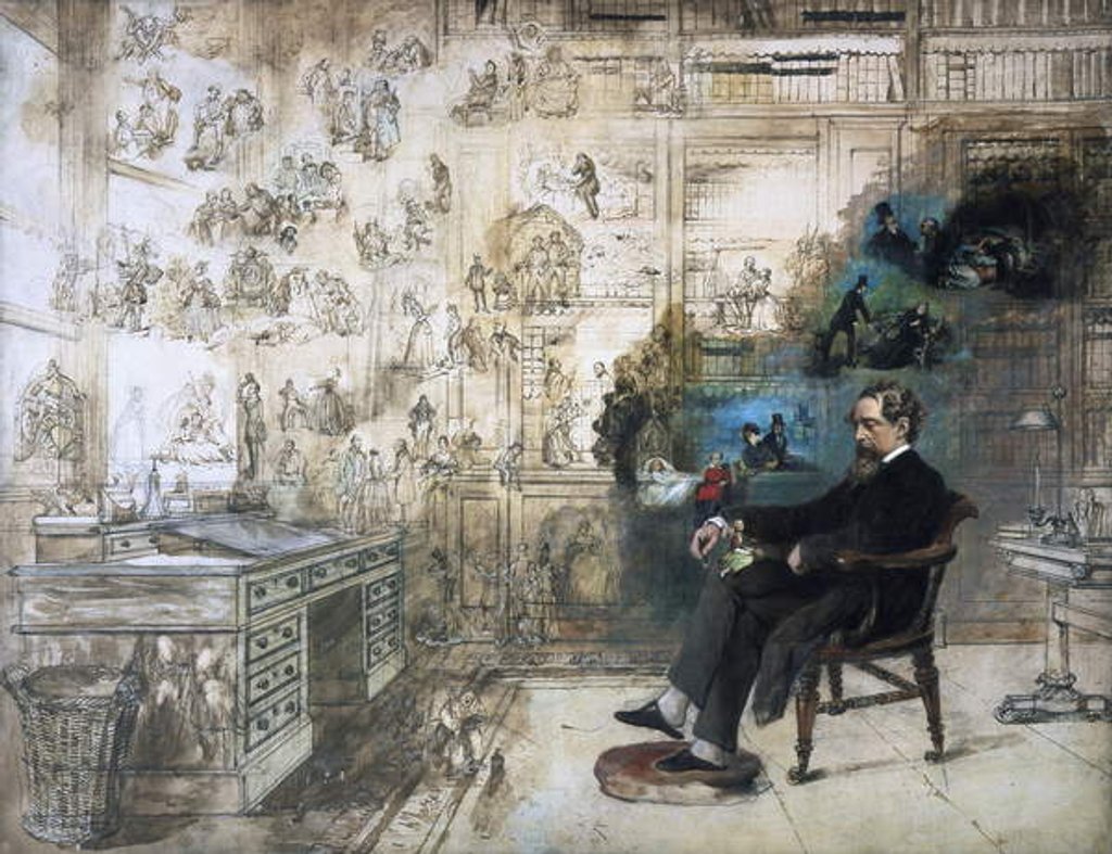Detail of A posthumous portrait of Dickens and his characters; Dickens's Dream, 1875 by Robert William Buss