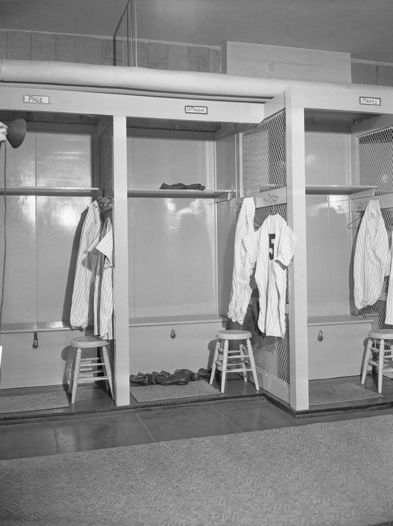 Detail of Locker Room for Joe DiMaggio at Yankee Stadium by Corbis