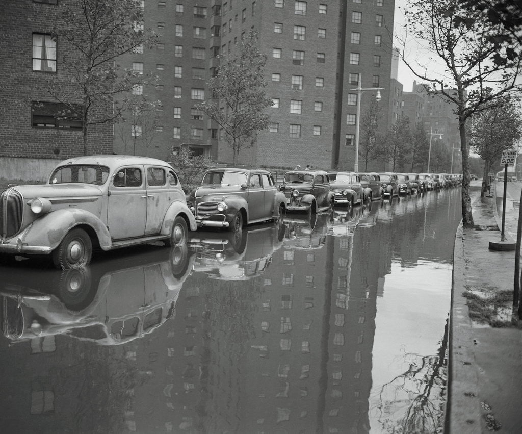 Detail of Cars on Flooded Street in New York City by Corbis