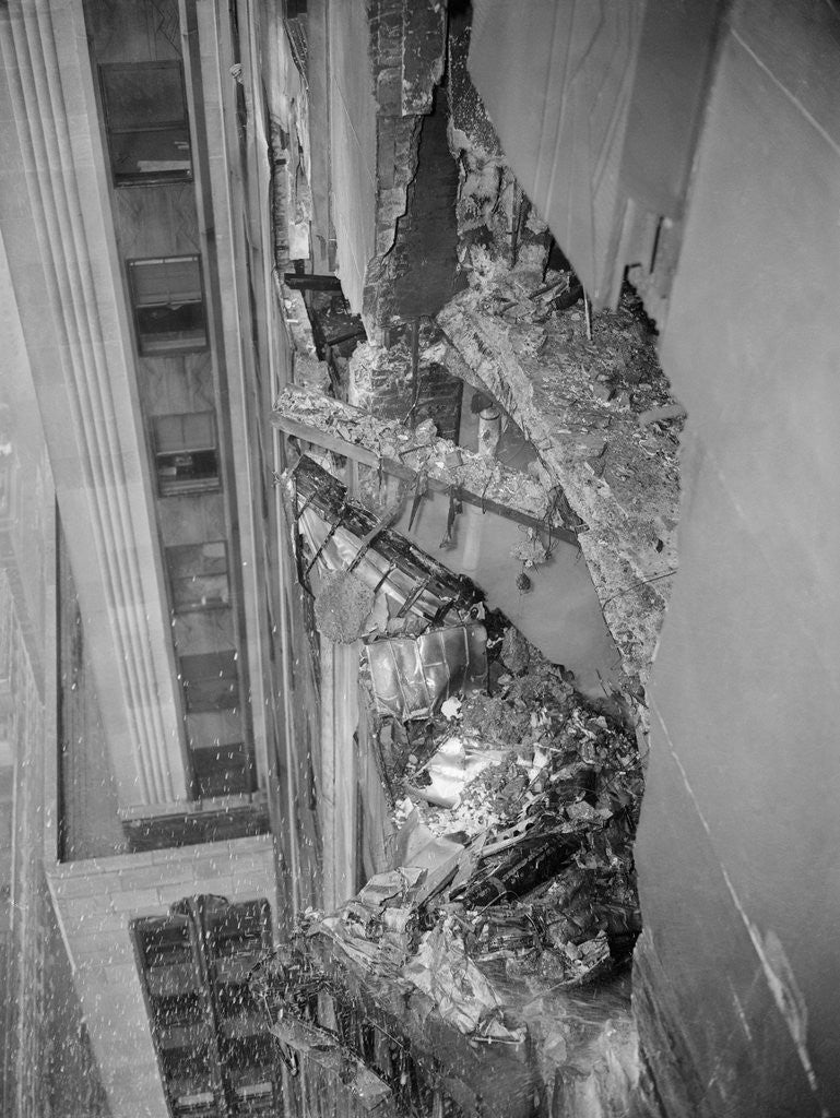 Detail of Crashed Bomber Near Building Site by Anonymous