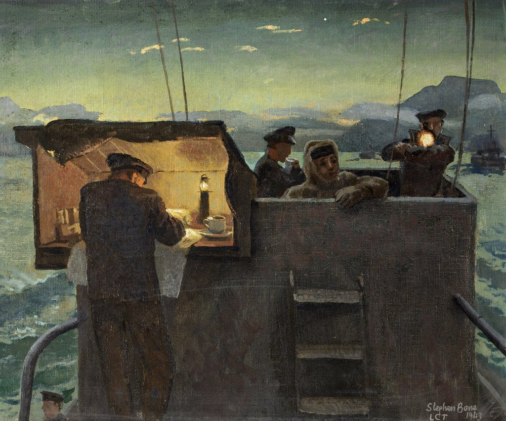 Detail of Tank Landing Craft, on the Bridge at Dawn by Stephen Bone