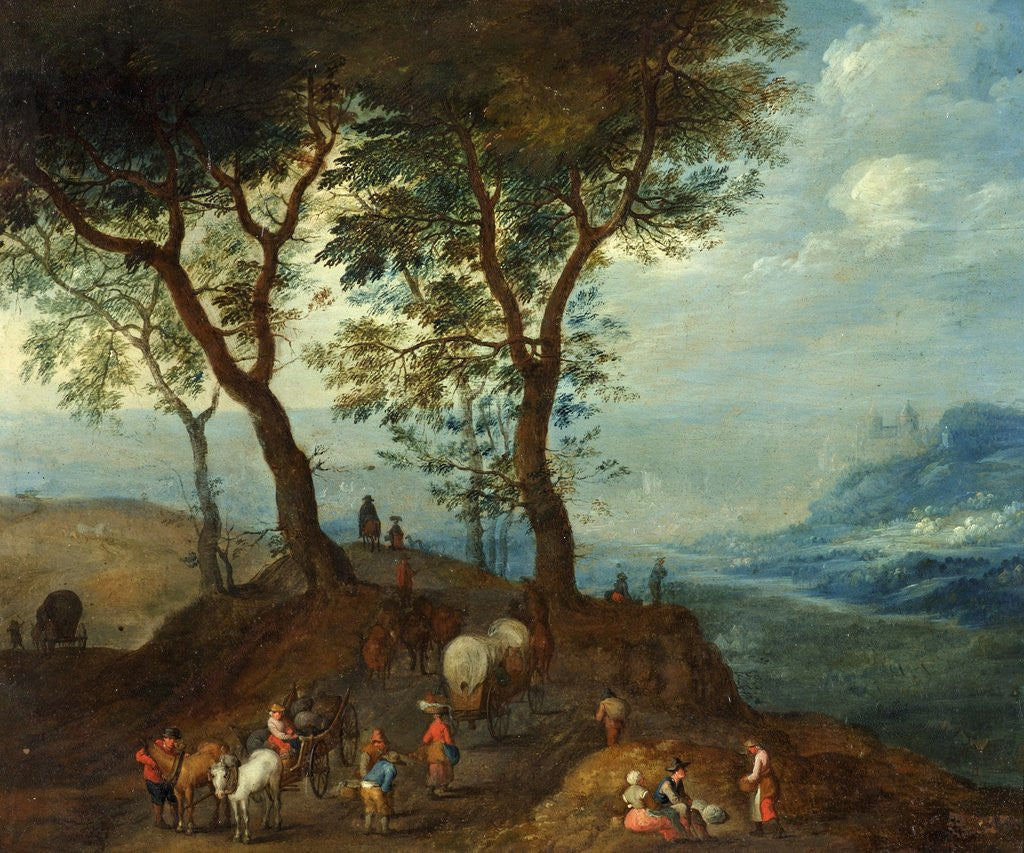 Detail of Landscape with Peasant Figures by Pieter Brueghel the Younger