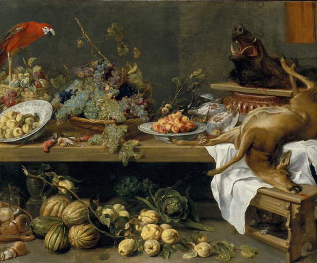 Detail of Still life with fruit, vegetables and dead game, 1635 by Frans Snyders