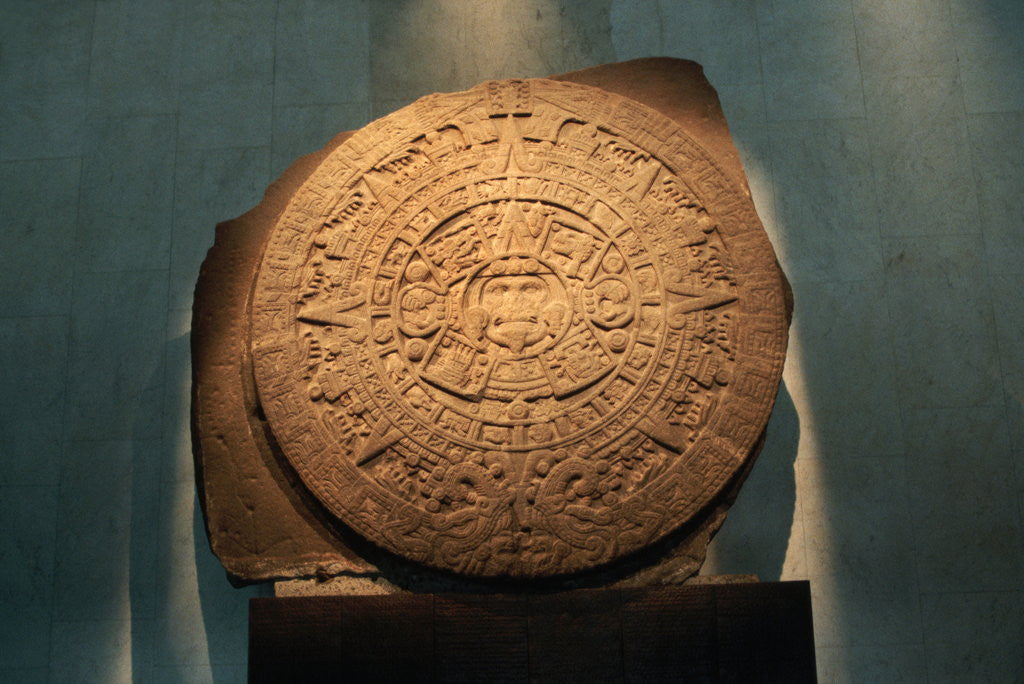 Aztec Carved Calendar Stone by Corbis