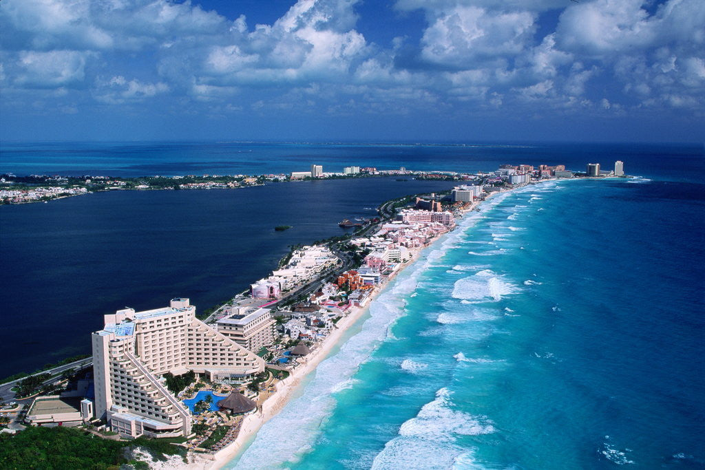 Detail of Cancun Beach and Hotels by Anonymous