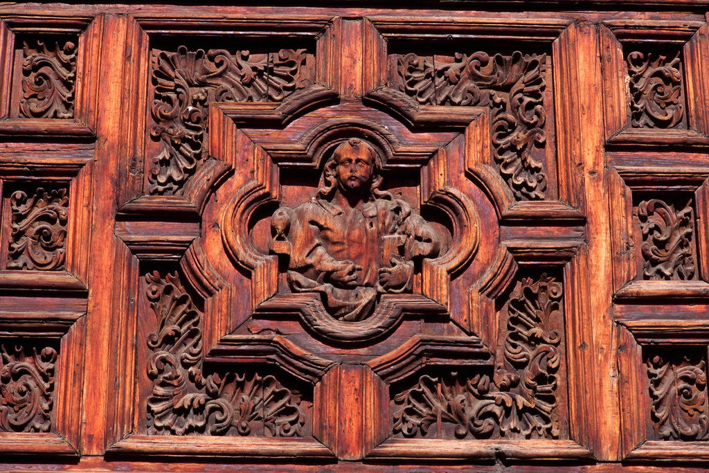 Detail of Carved Door Panel at Church of San Juan de Dios by Anonymous