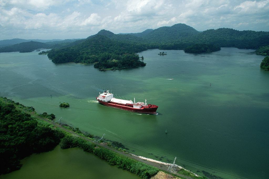 Detail of Cargo Ship in the Panama Canal by Anonymous