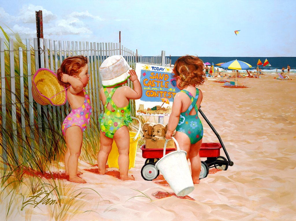 Detail of Beach Babies by Donald Zolan