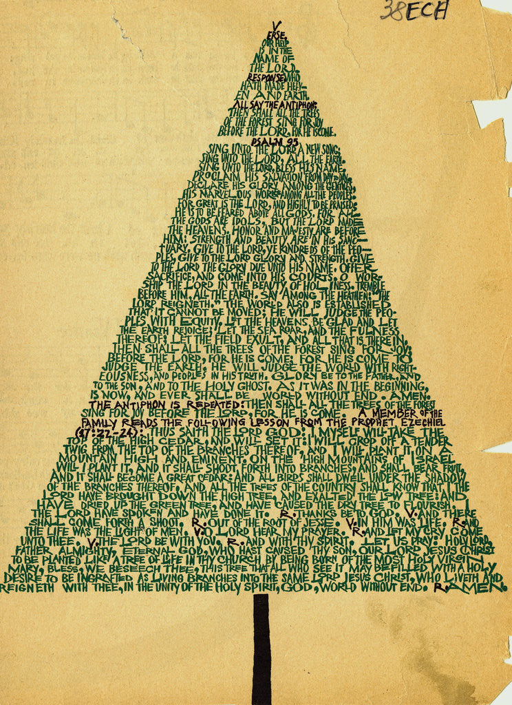 Detail of Psalm 95 Taking Form of Christmas Tree by Anonymous