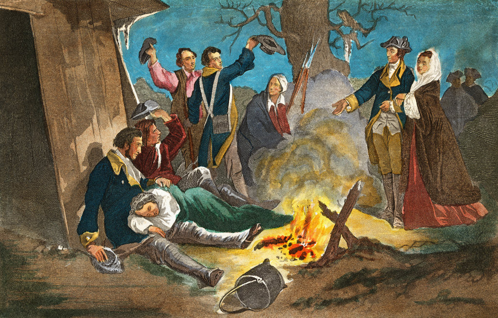 Detail of George Washington and Wife Visiting Troops by Anonymous