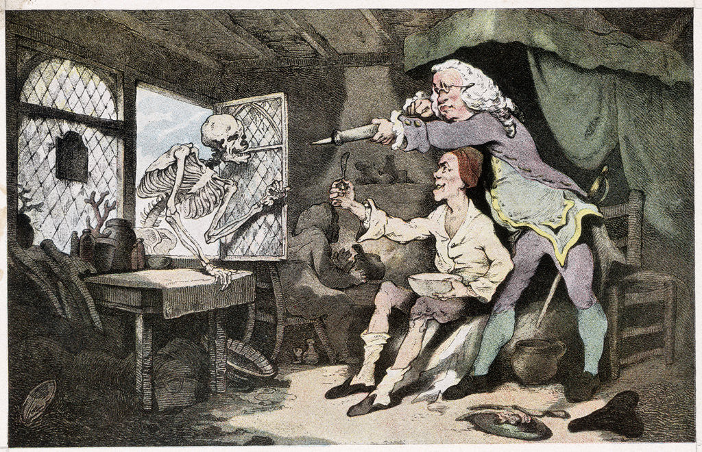 Detail of Drawing of Two Figures Warding off Death by Anonymous