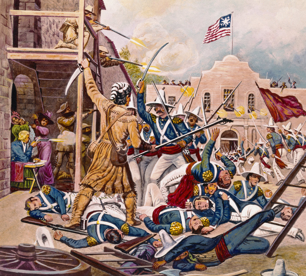 Detail of 19th-Century Illustration of the Battle at the Alamo by Corbis