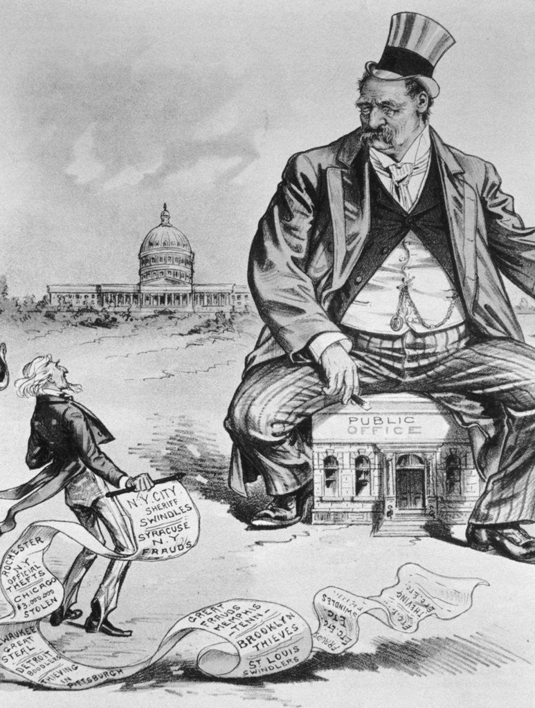 Detail of Political Cartoon of Uncle Sam and the Boss Thief by Corbis