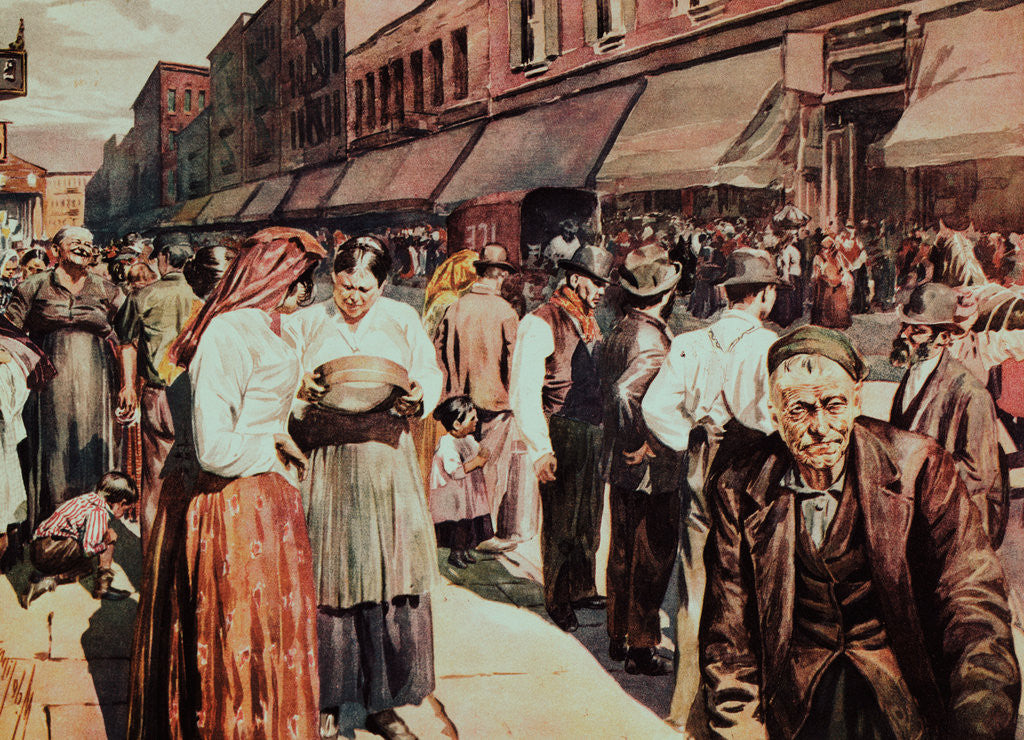 Detail of Crowded Street in Market Place by Anonymous