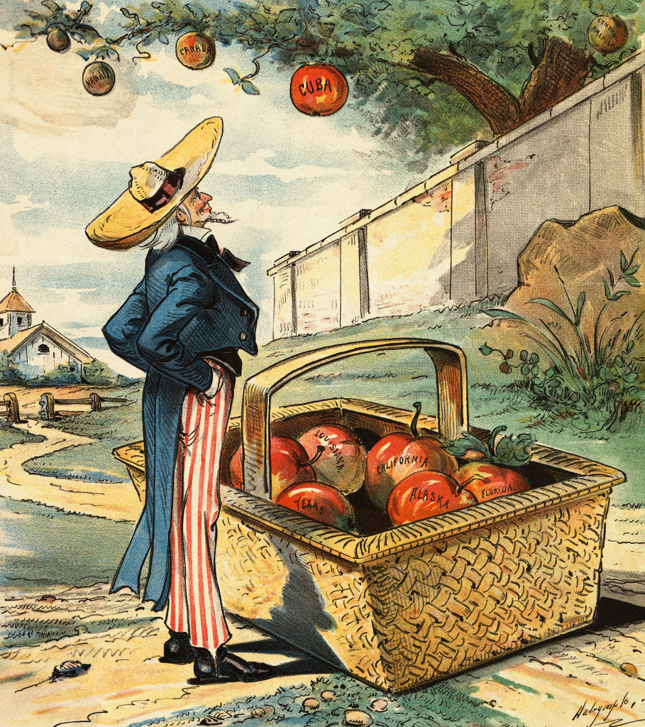 Detail of Uncle Sam Standing Beside Basket of Apples by Anonymous