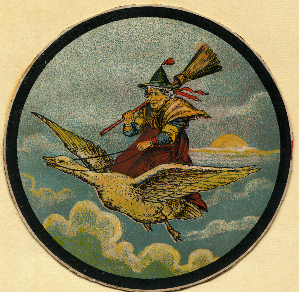 Detail of Mother Goose Riding Atop of Goose by Corbis