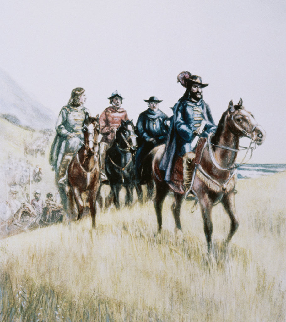 Detail of Illustration of Juan Bautista de Anza on Horseback by Corbis