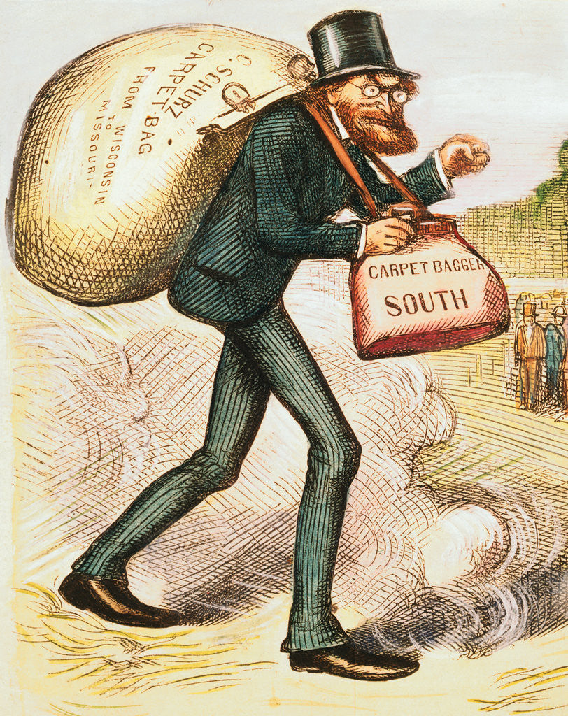 Detail of The Man with the (Carpet) Bags by Thomas Nast