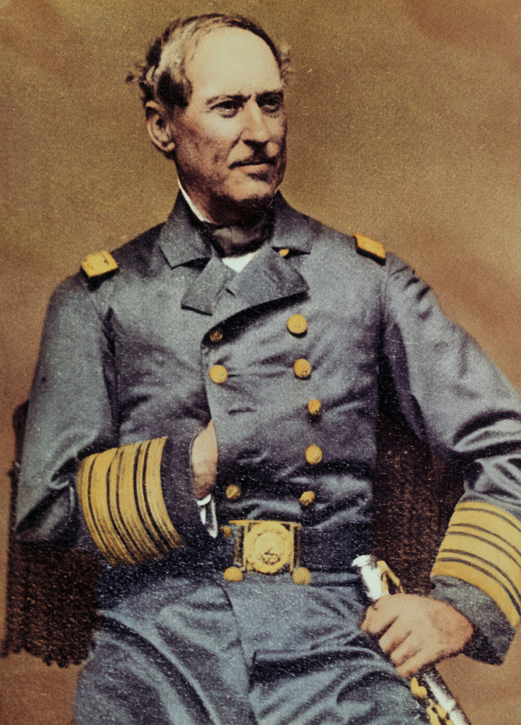 Detail of David Glasgow Farragut Posing in Regal Military Uniform by Anonymous