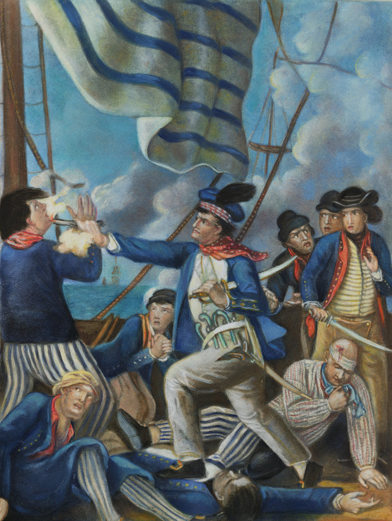 Detail of John Paul Jones Slaying Sailor on Board Ship by Anonymous