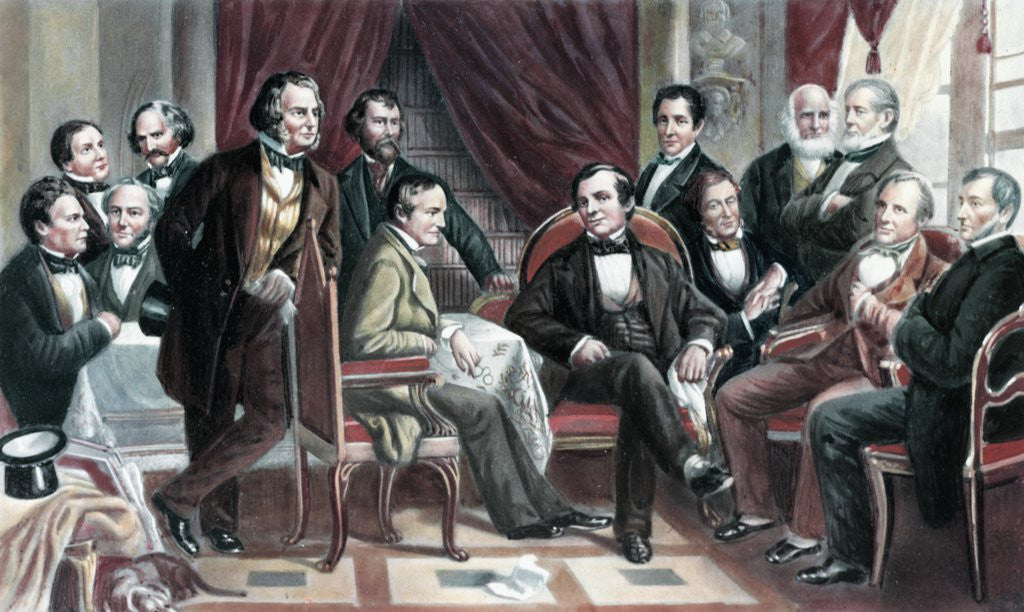 Detail of Drawing of Author Washington Irving and Friends Conversing by Anonymous