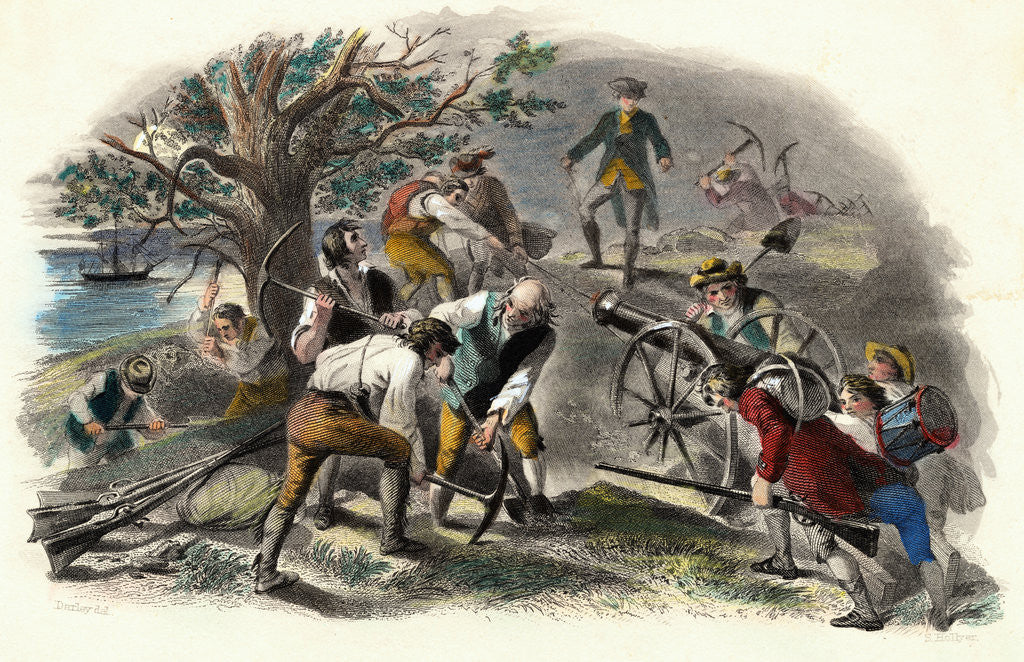Detail of Fortifying Breed's Hill in the Night by Anonymous