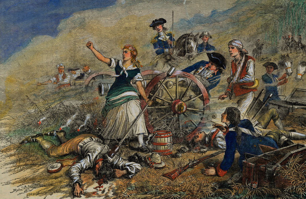 Detail of Color Engraving of Molly Pitcher at the Battle of Monmouth by Corbis