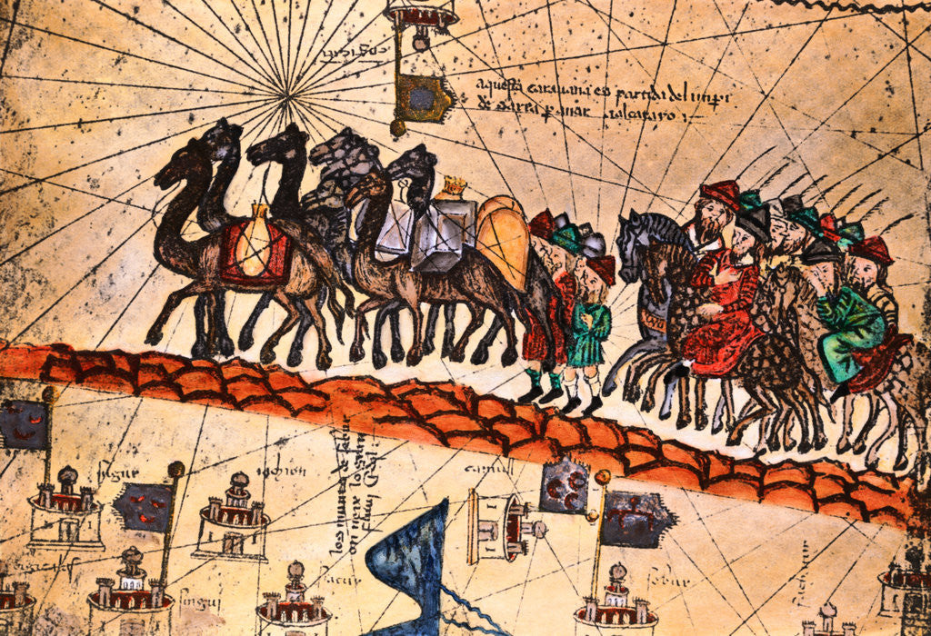 Detail of Niccolo and Maffeo Polo with Caravan by Anonymous