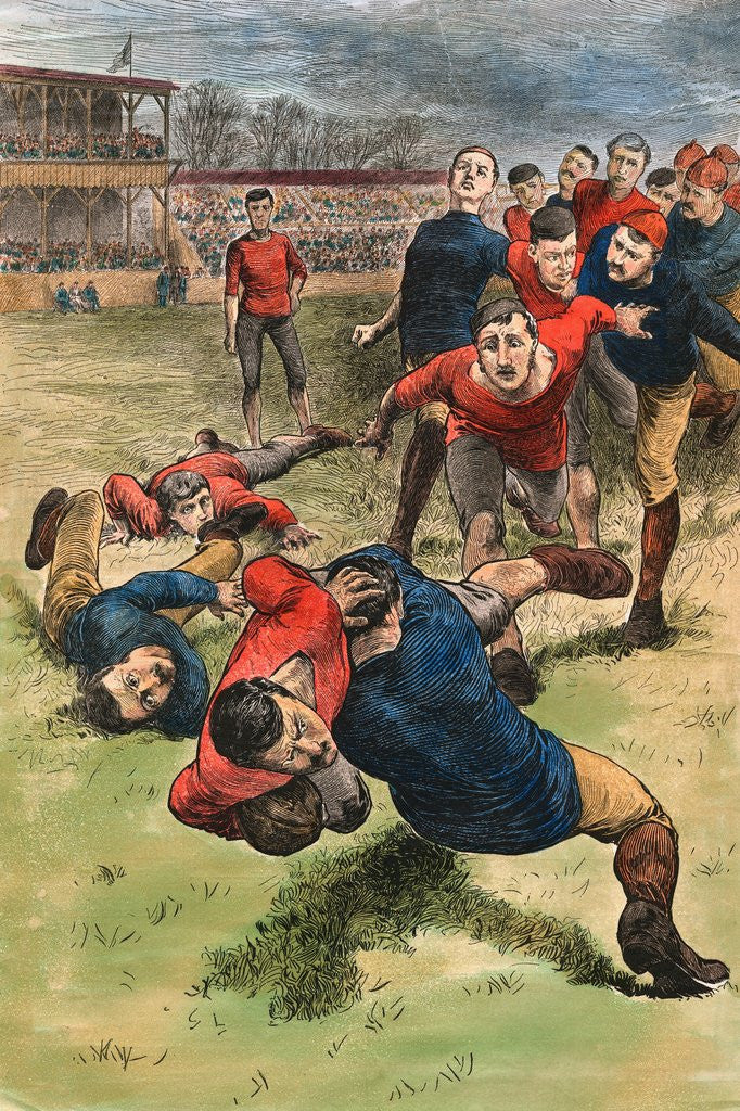 Detail of Illustration on Early Scenes of Football by Corbis