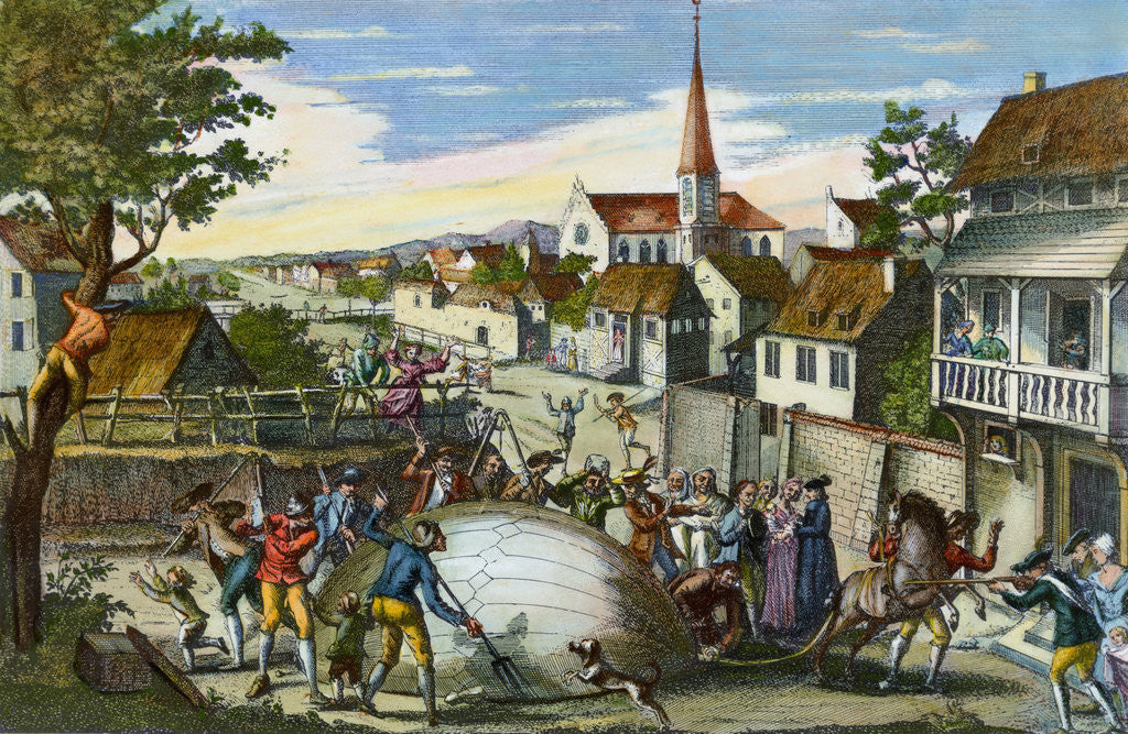 Detail of Villagers Destroying Air Balloon by Corbis