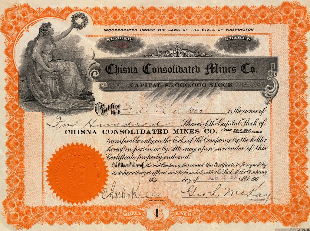 Detail of Chisna Consolidates Mines Company Certificate by Anonymous