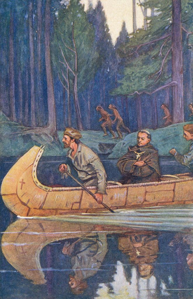 Detail of Louis Hennepin Riding in Canoe by Anonymous