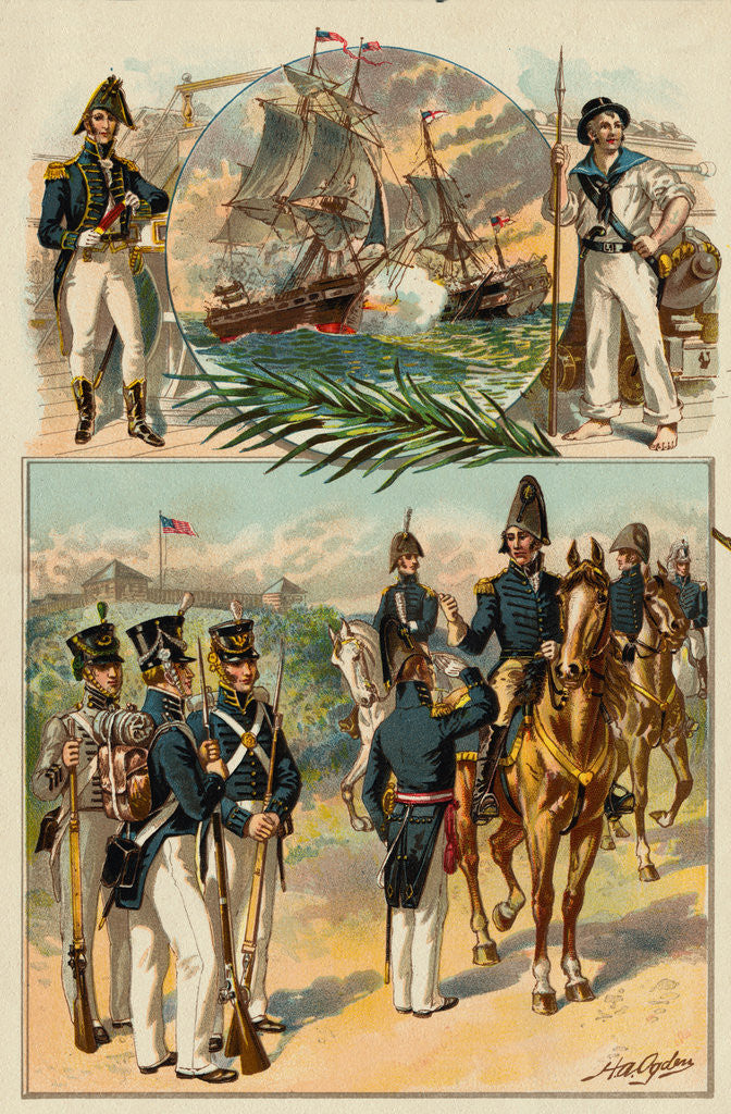 Detail of Illustration of Soldiers in Military Uniforms by H.A. Ogden