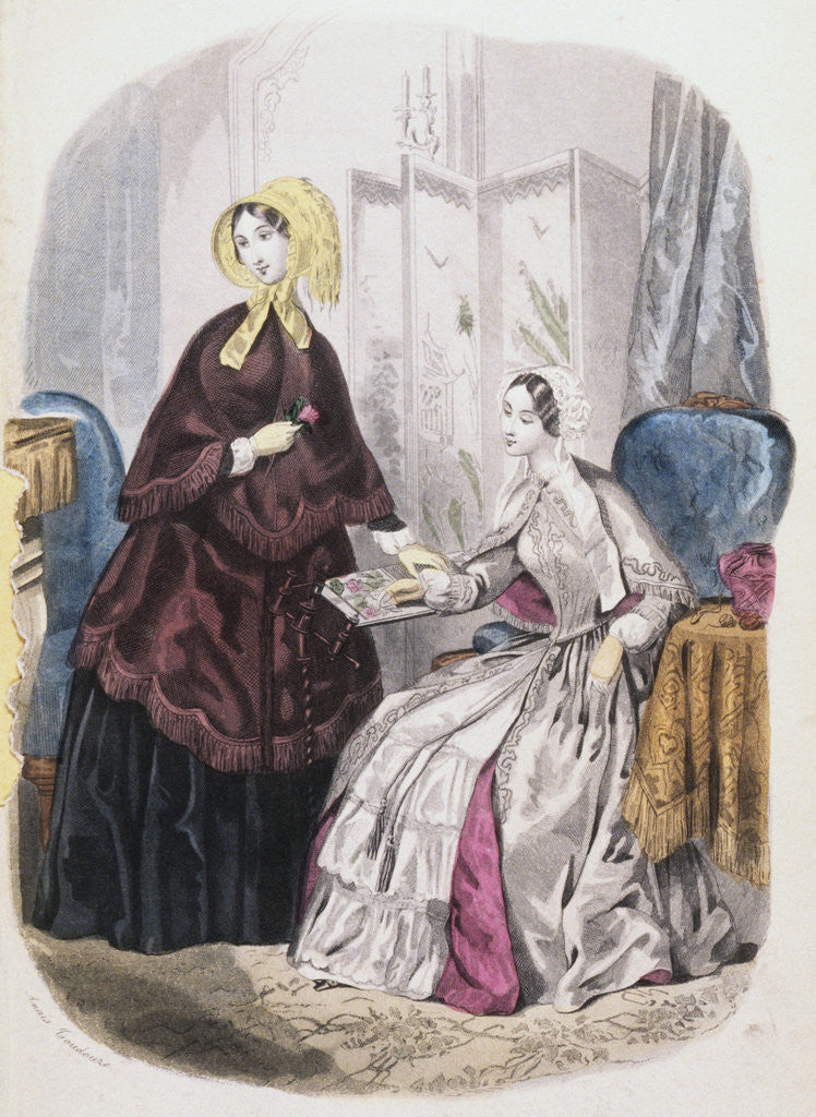 Detail of Illustration of Women Wearing French Fashions by Anonymous