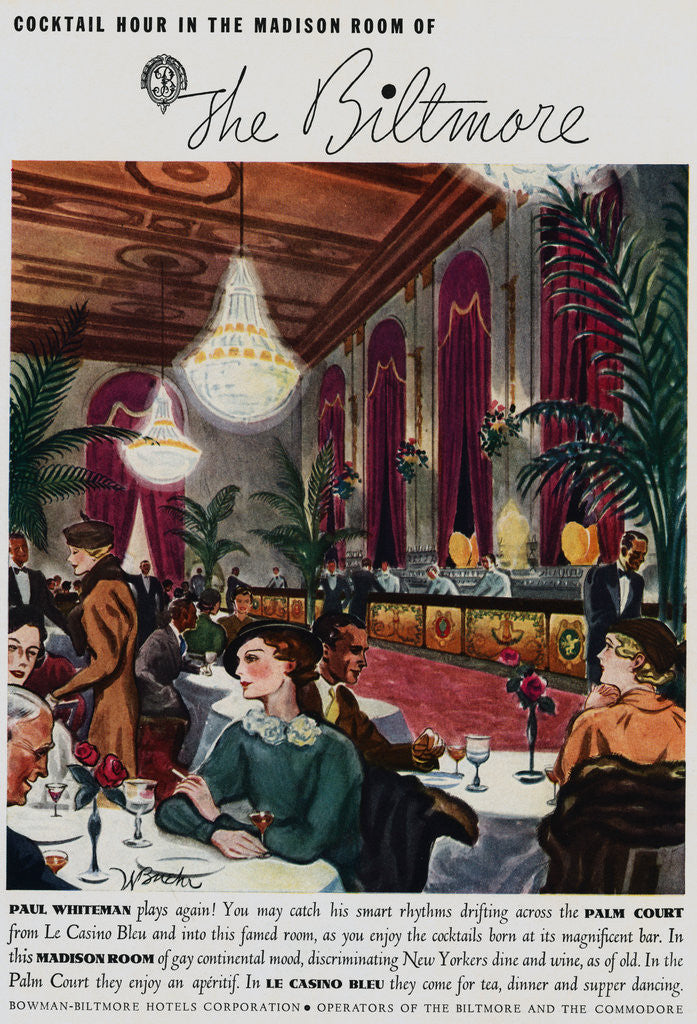 Detail of Advertisement for Cocktail Hour at The Biltmore by Anonymous