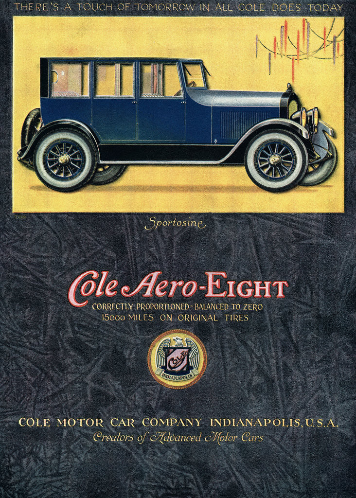 Detail of Advertisement for Cole Aero-Eight Car by Anonymous