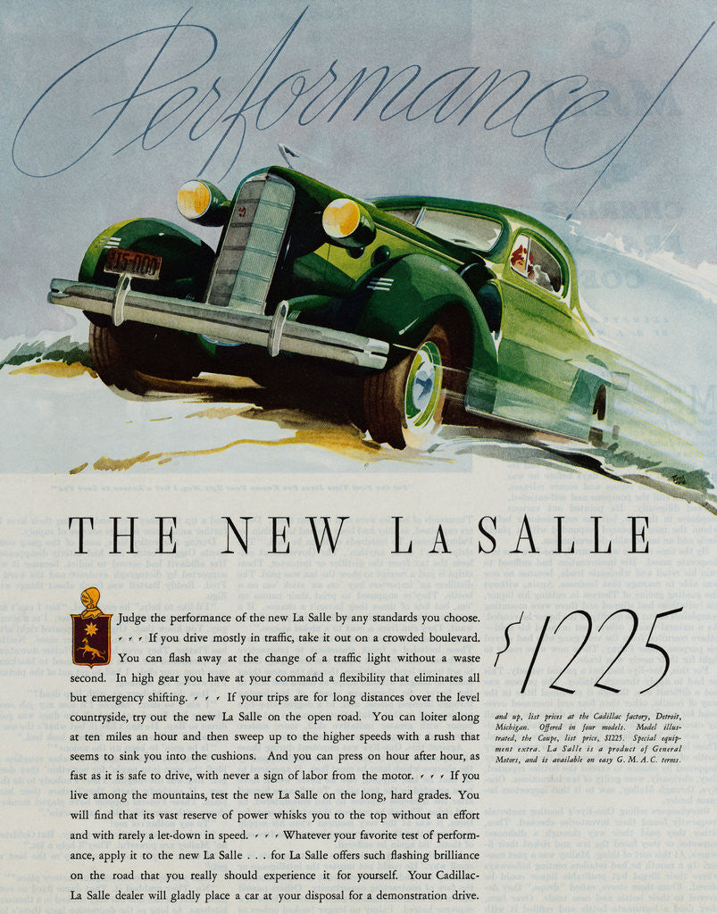 Detail of Advertisement for the New LaSalle Automobile by Corbis