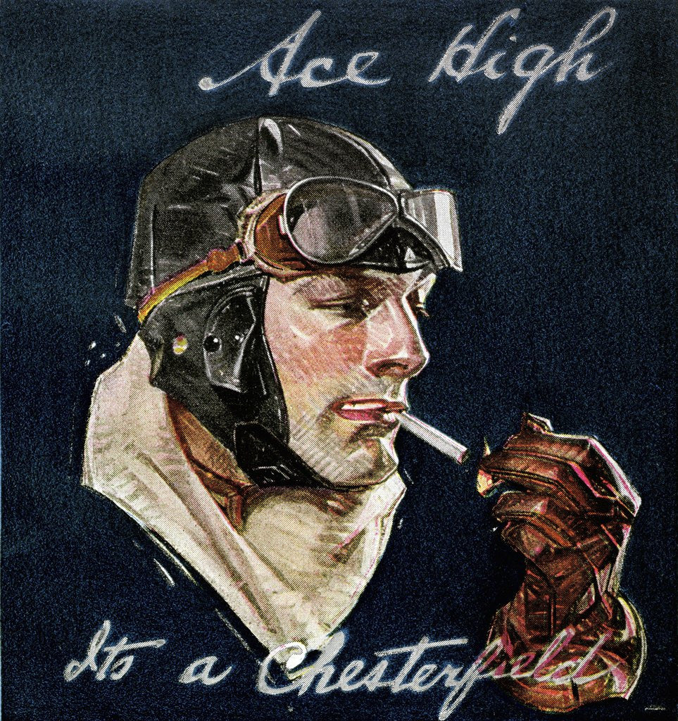 Detail of Aviator Smoking Chesterfield Cigarette by Anonymous