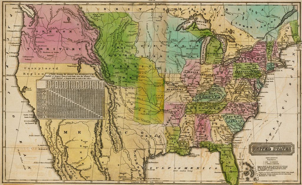 Detail of Early Map of the United States by Anonymous