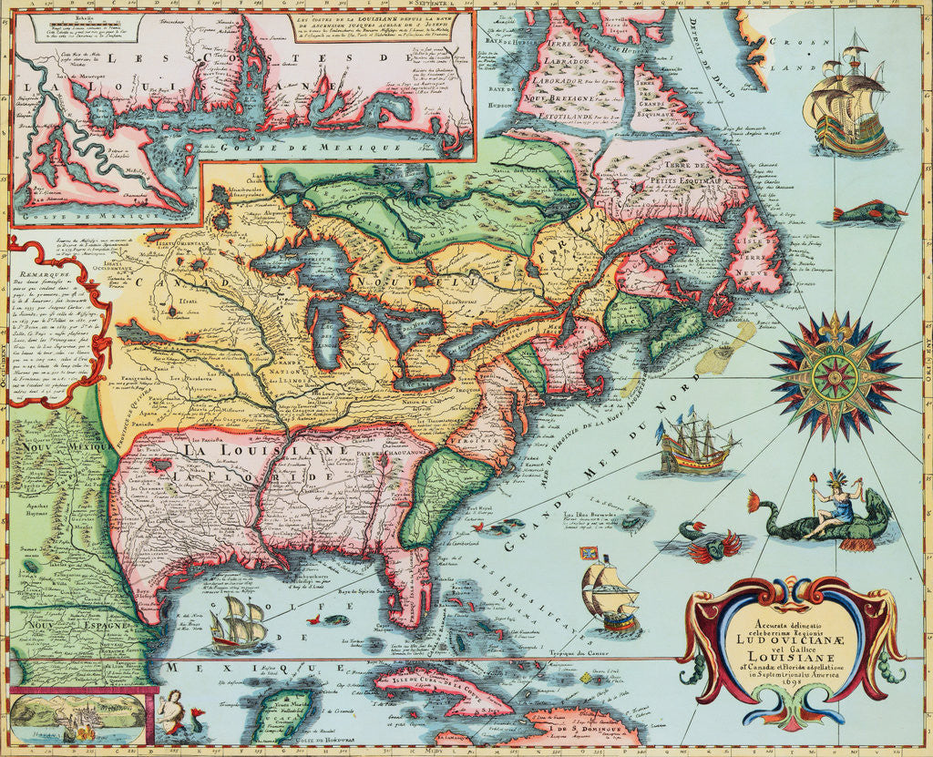 Detail of 17th-Century Map of North America by Corbis