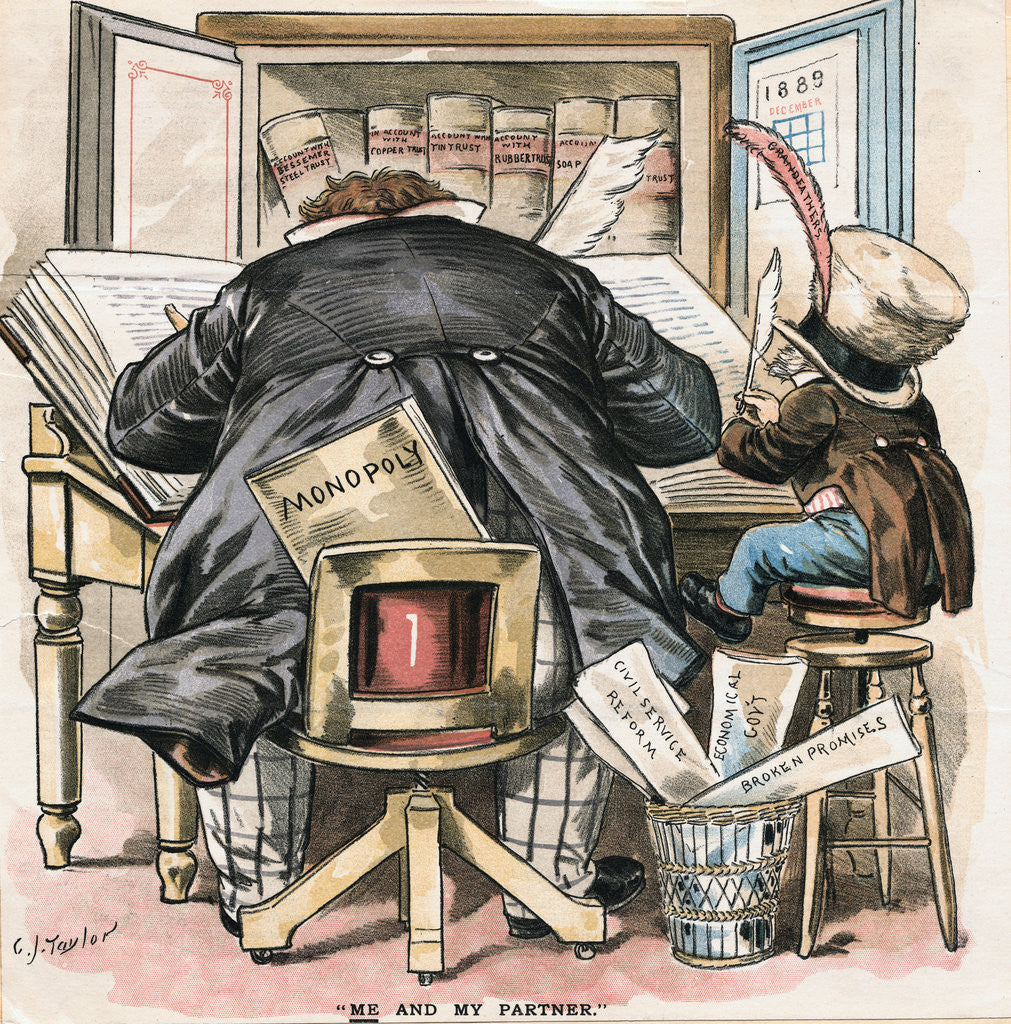 Detail of Political Cartoon Targeting Monopolies by Corbis
