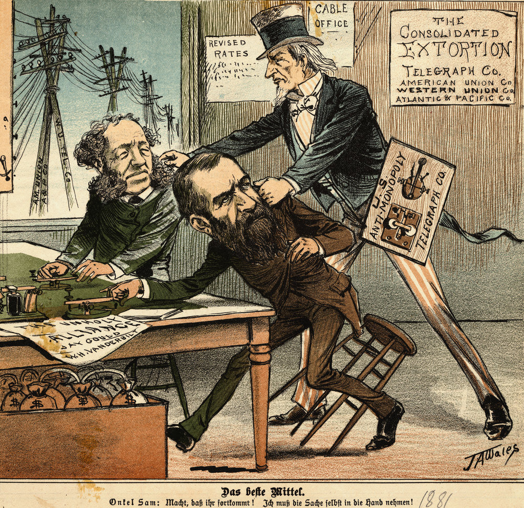Detail of Political Cartoon Targeting Telegraphs by Corbis