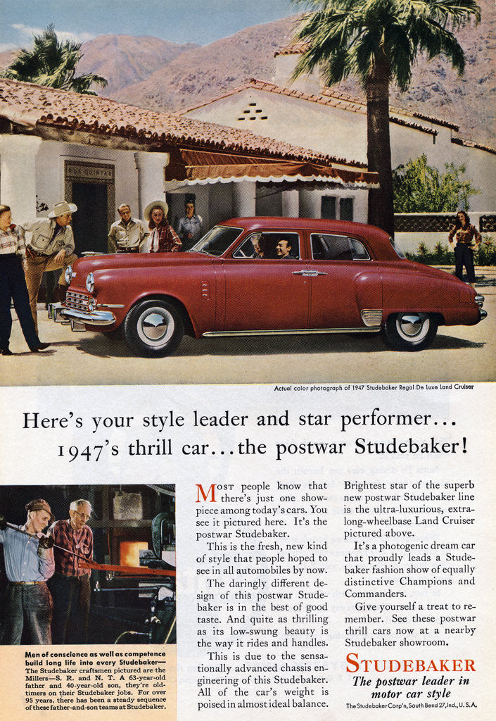 Detail of Ad for Studemaker Regal Deluxe Land Cruiser by Anonymous