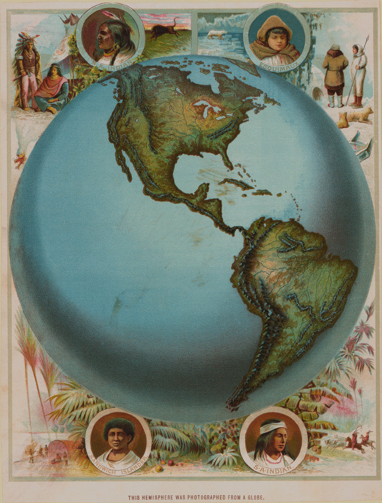 Detail of Map of the Americas by Corbis
