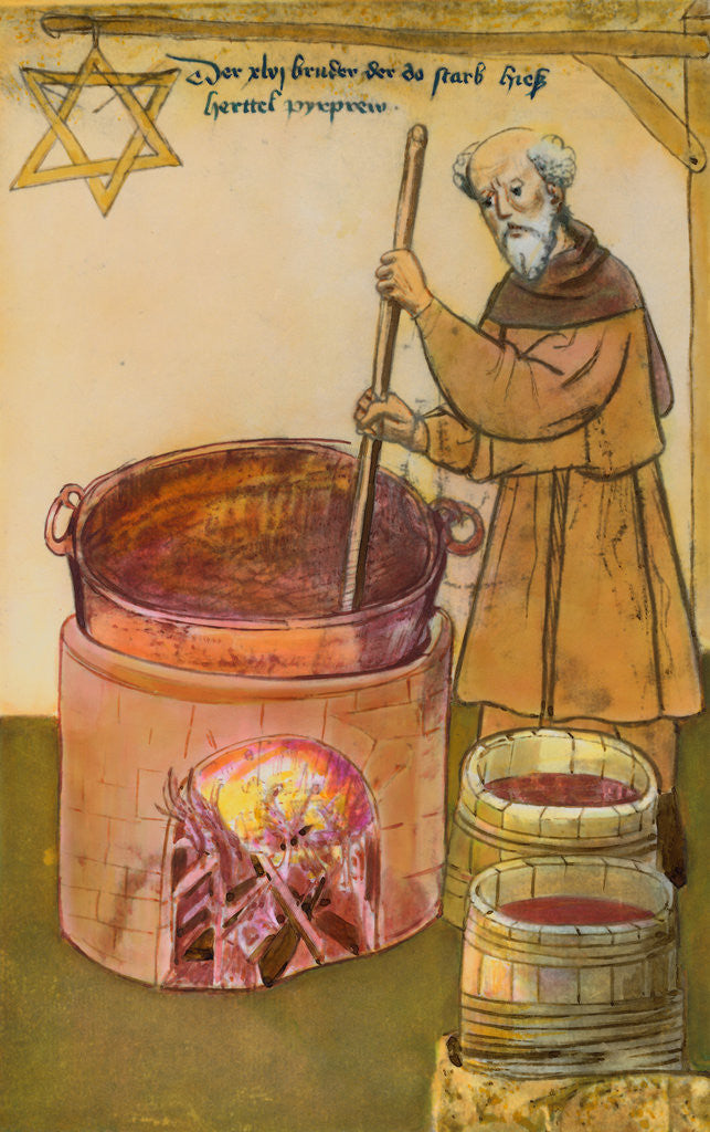Detail of Beer Brewer Stirring His Concoction by Corbis